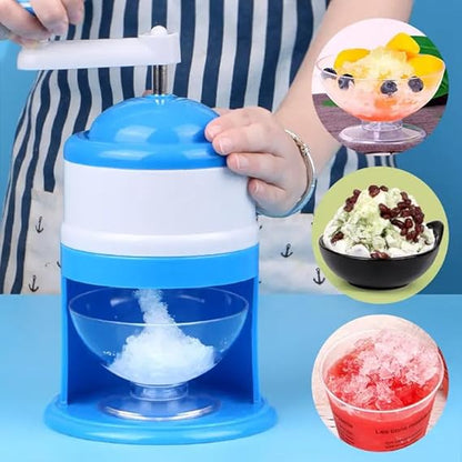 Manual Portable Hand Ice Crusher Machine - Portable Shaved Ice Maker & Gola Maker with Stainless Steel Blades